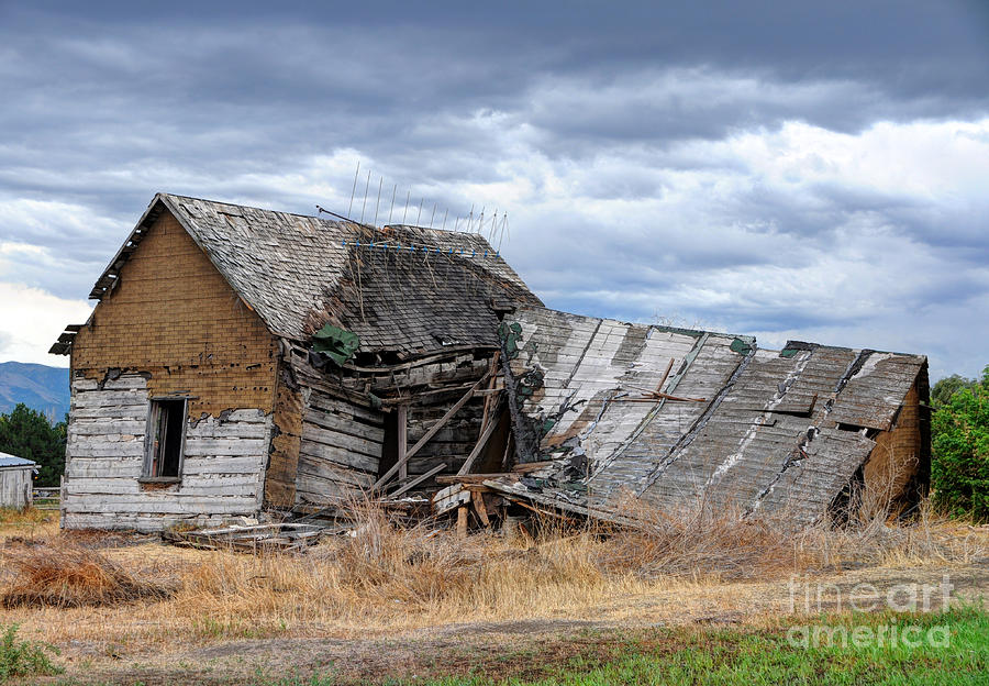 Ruined Rural Farm House and Storm Clouds - Utah Photograph by Gary Whitton