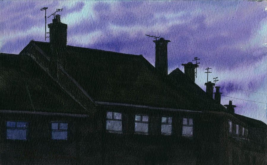 Landscape Painting - Runcorn Rooftops by Arthur Barnes