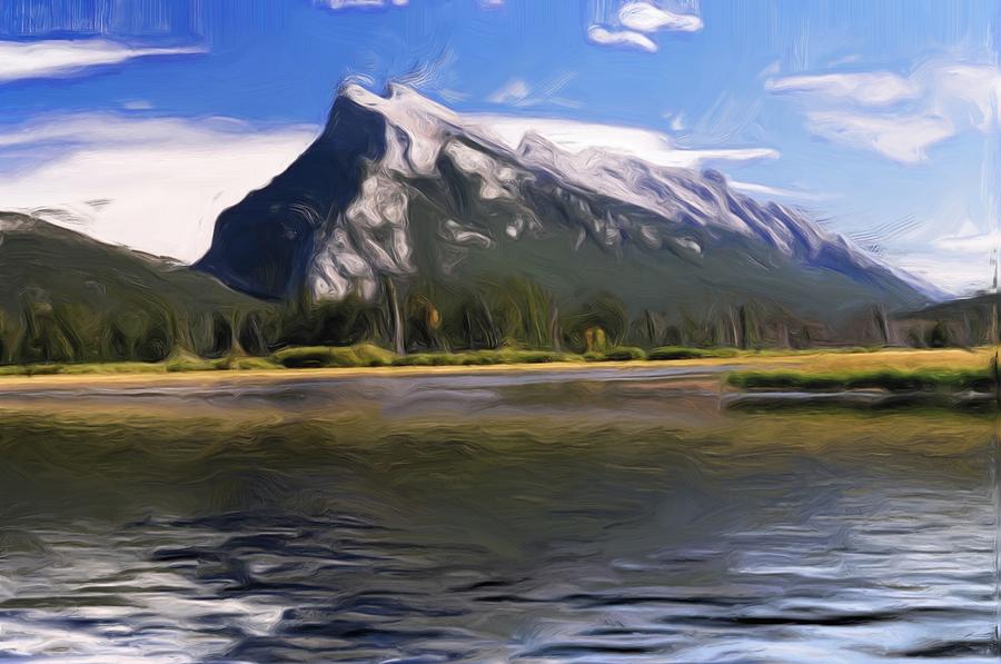 Rundle Mountain II Painting by Wayne Bonney
