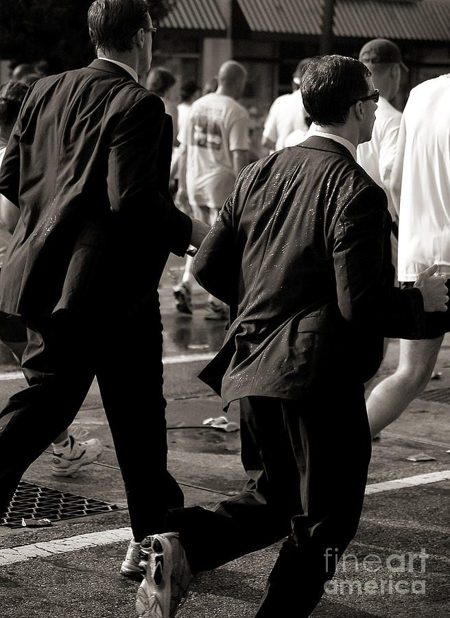 Running Suits black and white Photograph by Kathleen K Parker