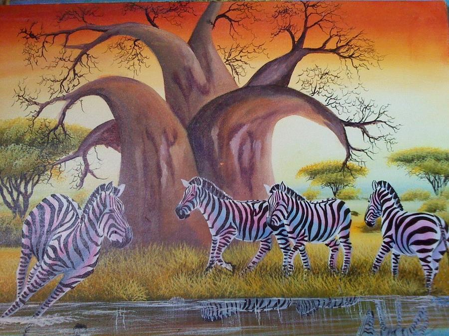 Running Zebras Painting by John | Fine Art America