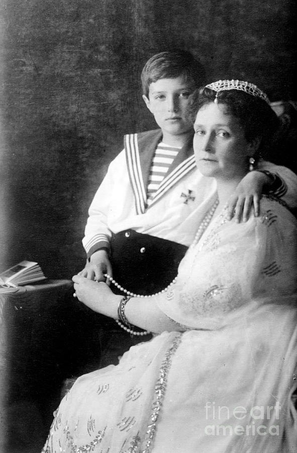 Queen Photograph - Russian Tsarina Alexandra & Tsarevich by Photo Researchers