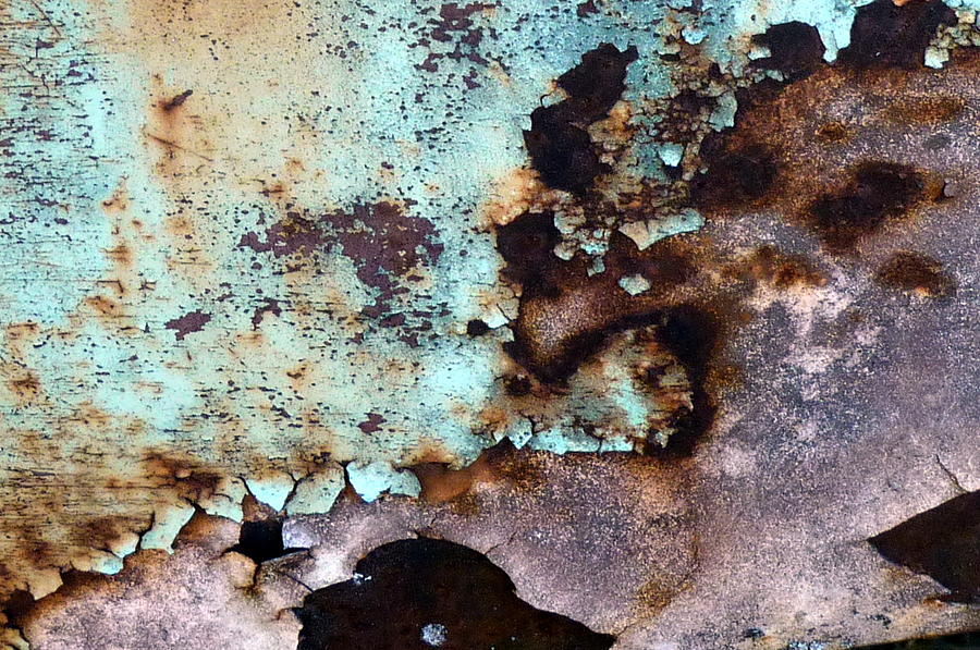 Rusted Aqua and Lilac Surface Photograph by Carla Parris
