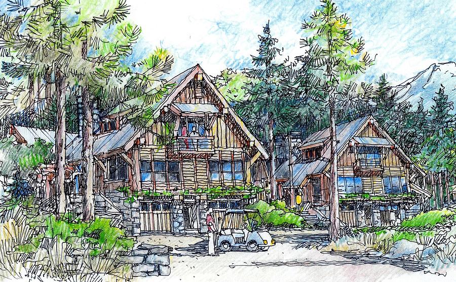 Rustic Cabins Drawing by Andrew Drozdowicz