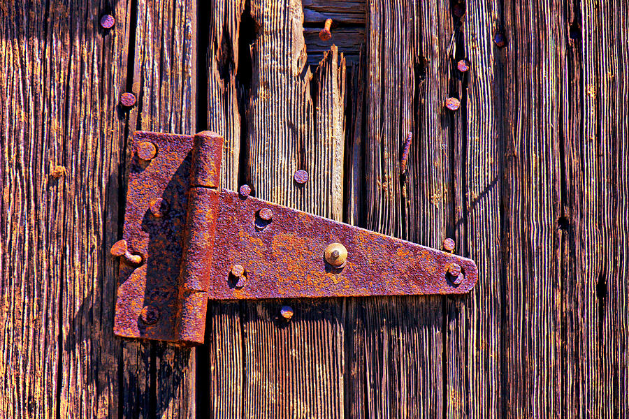 Rusty barn door hinge  Photograph by Garry Gay