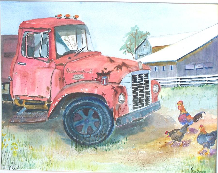 Rusty Truck in the Barnyard Painting by Christine Lathrop