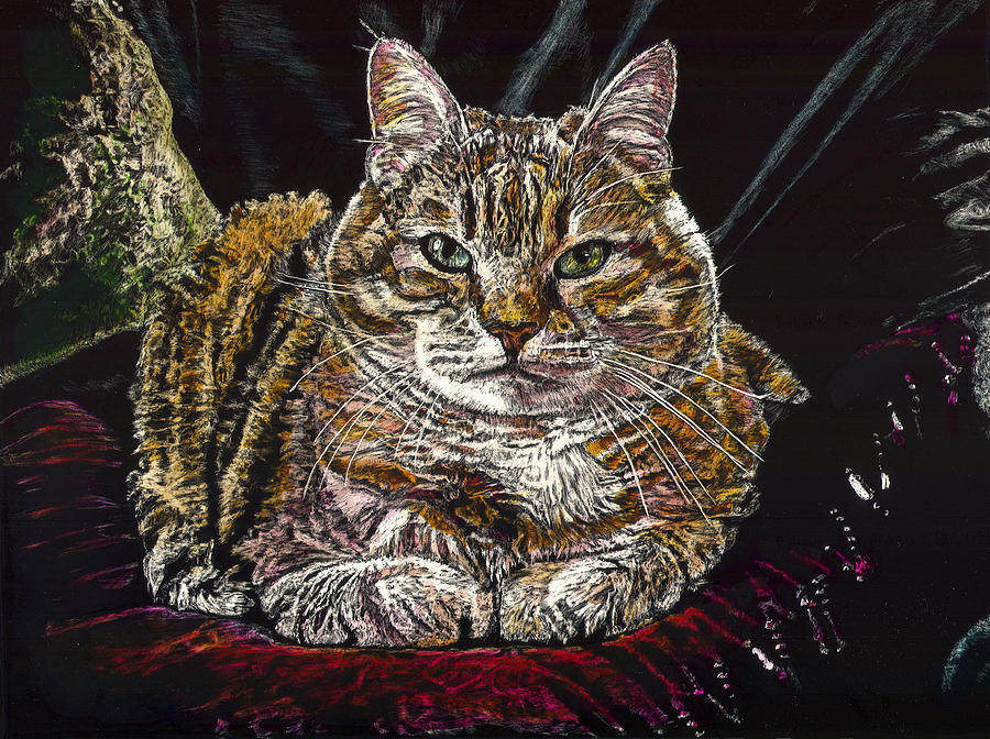 Tiger Cat Painting - Ruthie the Cat by Robert Goudreau Tiger Cat Painting - Ruthie the Cat by Robert Goudreau
