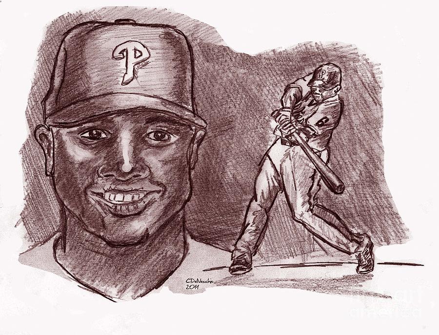 Ryan Howard The Big Piece red Drawing by Chris DelVecchio