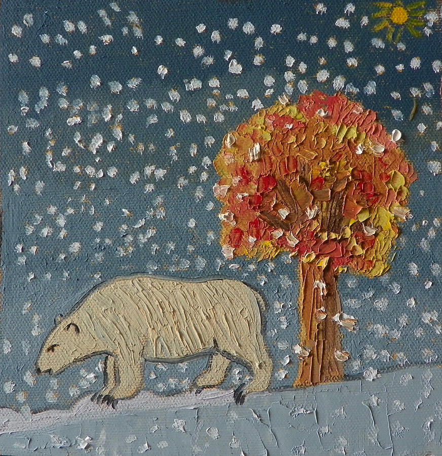 Winter Painting - S is for Snow detail from Childhood Quilt painting by Dawn Senior-Trask
