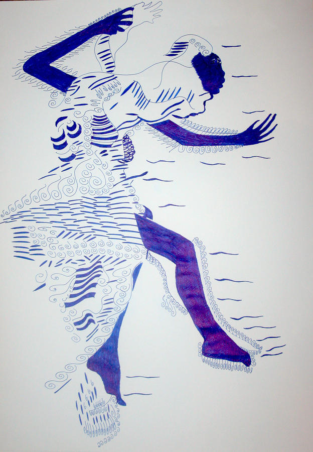 Sabar dance - Senegal Drawing by Gloria Ssali