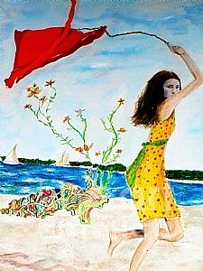 Sabrinas Red Kite Mixed Media by Beth Saffer