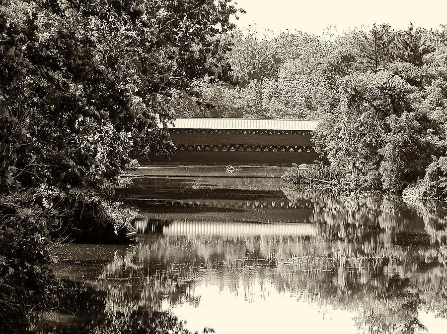 Gettysburg National Park Photograph - Sachs Covered Bridge in Sepia by Bill Cannon