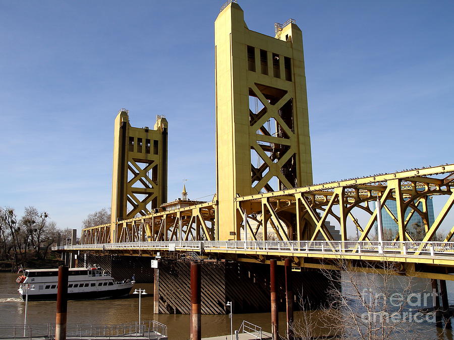 Sacramento California Tower Bridge Crossing The Sacramento Delta River . 7D11557 Photograph by Wingsdomain Art and Photography