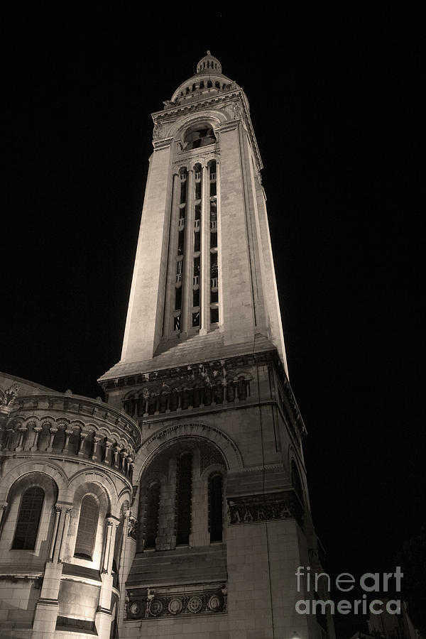 Sacre Coeur bell tower by night II Photograph by Fabrizio Ruggeri