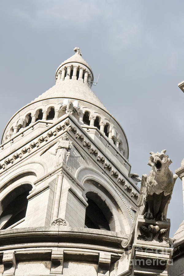 Sacre Coeur foreshortening with bell tower and gargoyle Photograph by Fabrizio Ruggeri