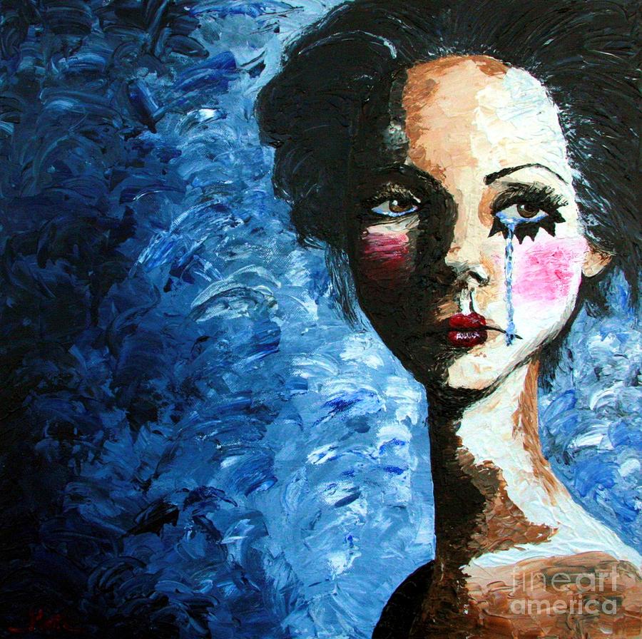 Sad Clown Girl Painting by Cris Motta - Fine Art America