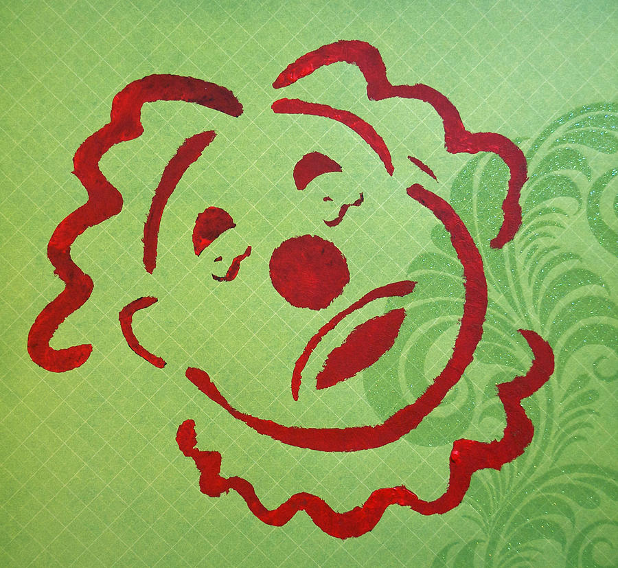 Sad Clown on Green Painting by Patricia Arroyo
