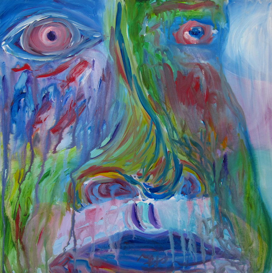 Abstract Painting - Sad Man by Moby Kane