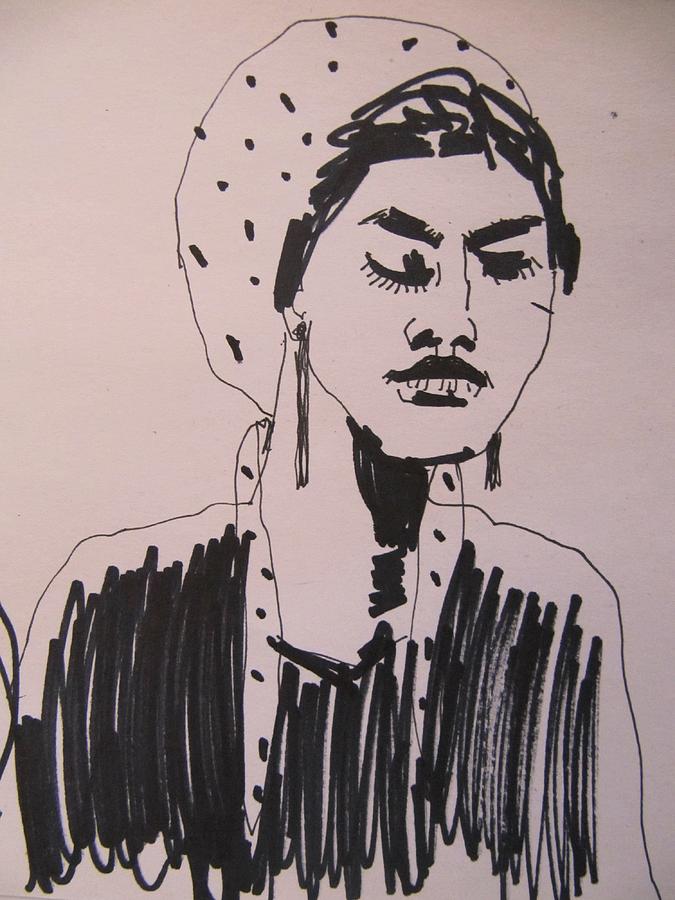 Sad Woman Drawing by Molood Mazaheri