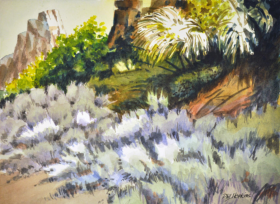 Landscape Painting - Sage Mountain by Phil Hopkins