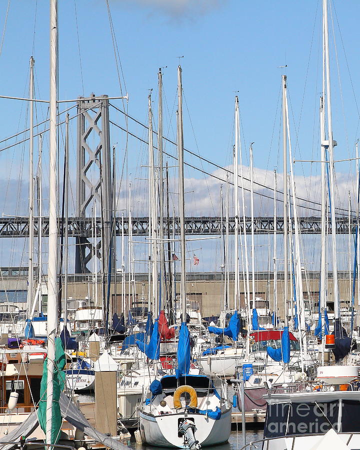 Sail Boats at San Francisco China Basin Pier 42 With The Bay Bridge in The Background . 7D7683 Photograph by Wingsdomain Art and Photography