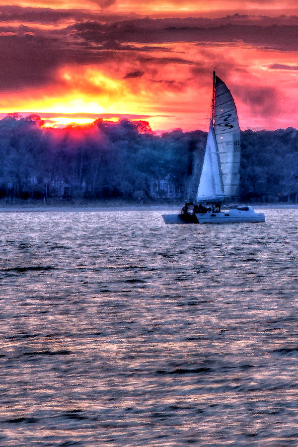 Sailboat at Sunset Photograph by Joe Myeress