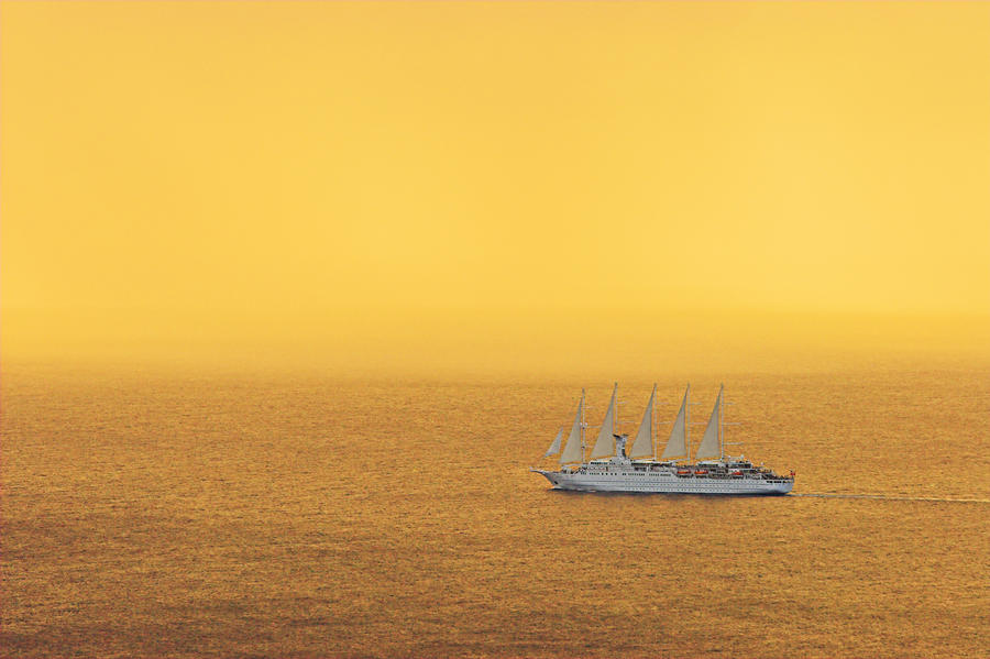 Sailboat At Sunset- St Lucia Photograph by Chester Williams