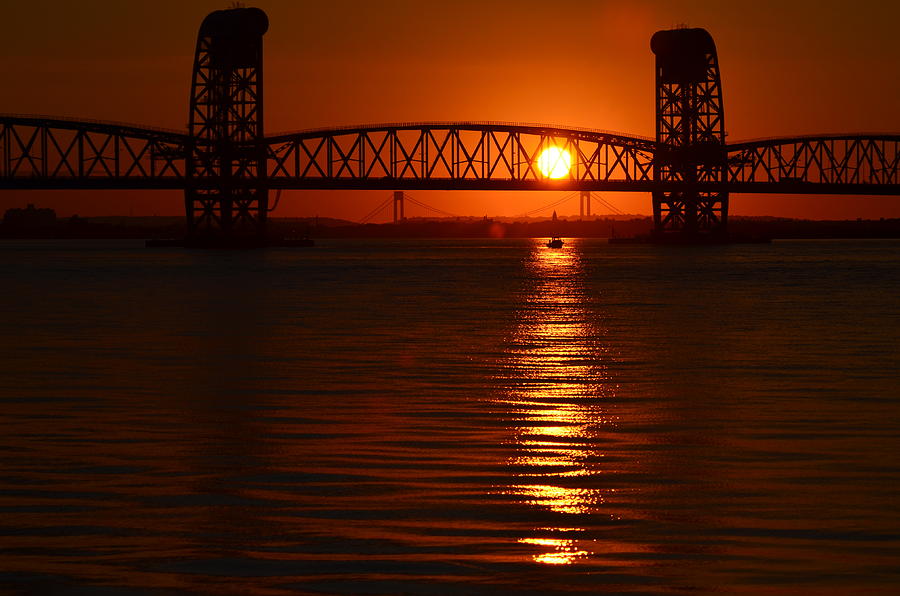 Sailboat Bridges Sunset Photograph by Maureen E Ritter