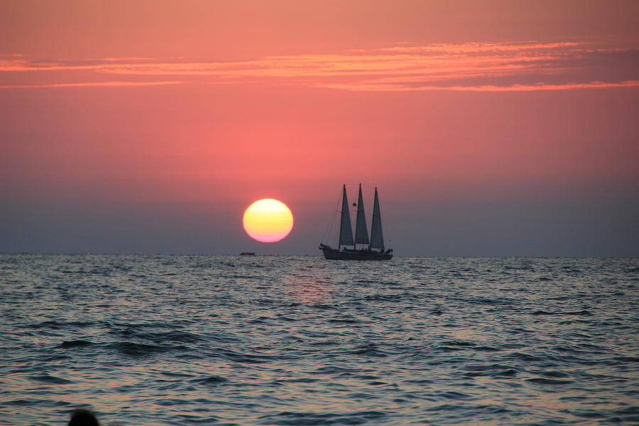 Sailboat Sunset 1 Photograph by RobLew Photography