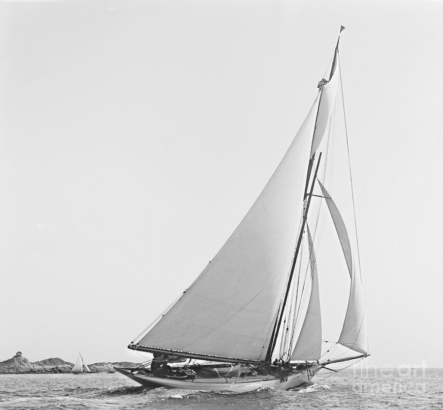 Sailboat Wayward 1890 BW Photograph by Padre Art