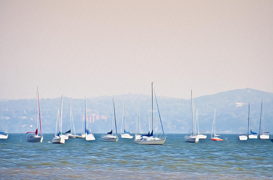 Sailboats on the Hudson - Nyack New York Photograph by Bill Cannon