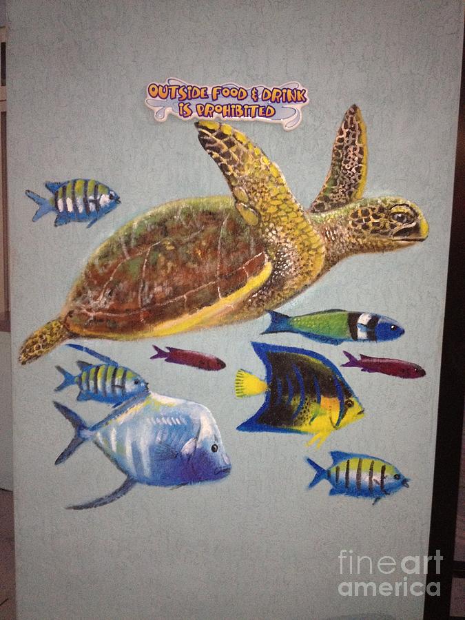 Turtle Painting - Sailfish Splash Park mural 10 by Carey Chen