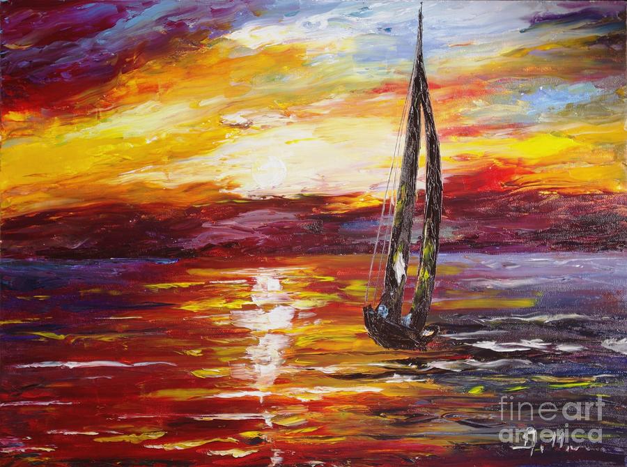 Sailing in Sunset Light Painting by Amalia Suruceanu