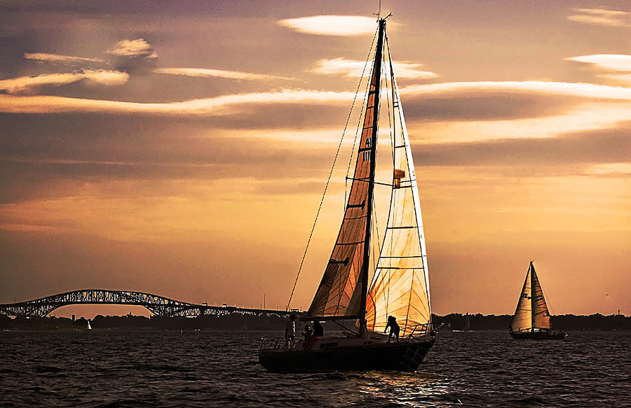 Sunset Photograph - Sailing At Sunset by Cheryl Cencich