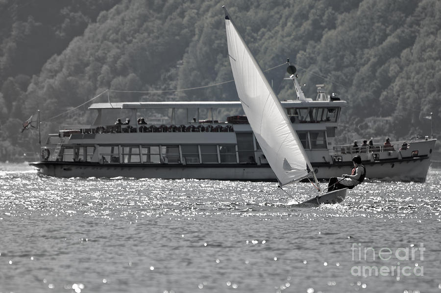 Boat Photograph - Sailing boat and passenger boat by Mats Silvan
