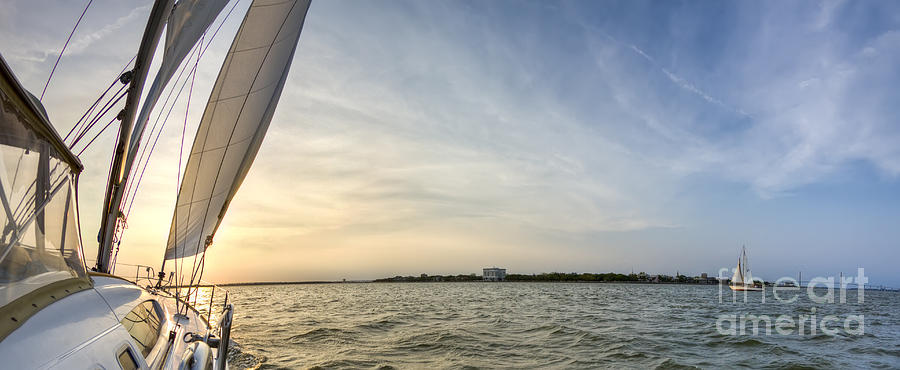 Sailing Sunset Charleston SC Beneteau 49  Photograph by Dustin K Ryan