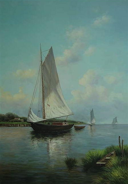 Sail Boat Painting - Sailing by T Hope