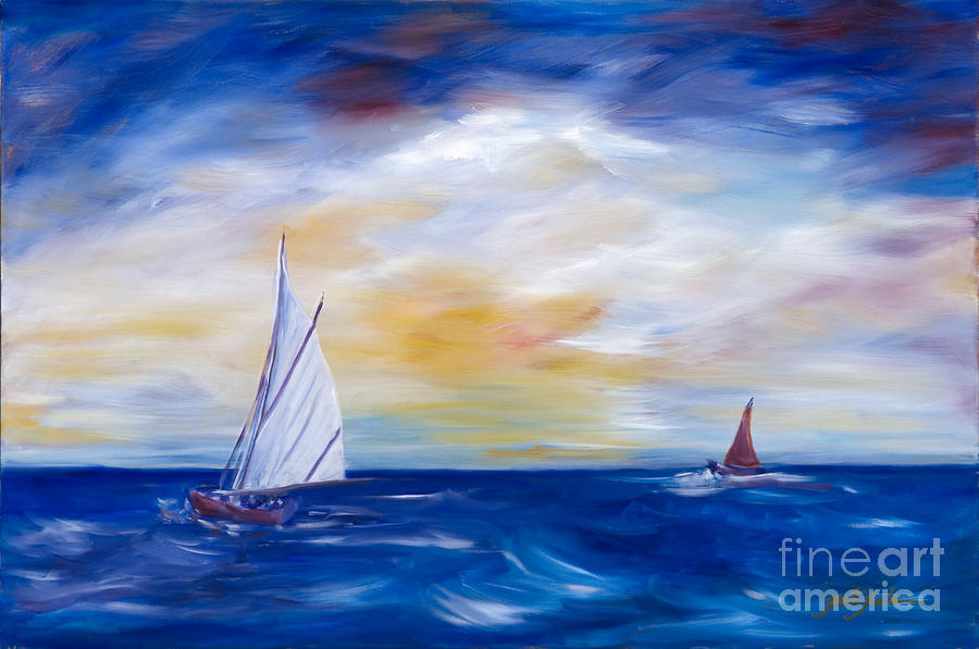 Sailing the Deep Blue Ocean Painting by Pati Pelz