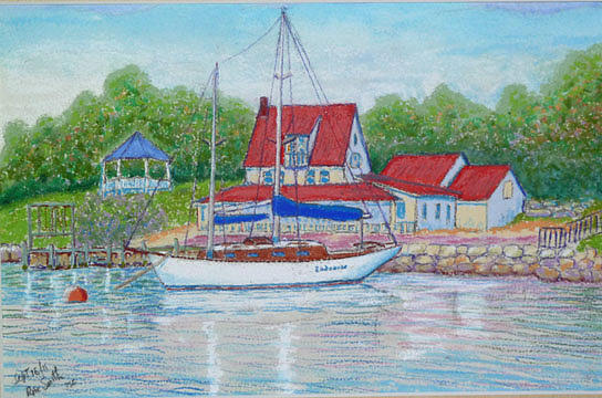 Boat Pastel - Sailing Vessel Endeavour at CYC by Rae  Smith PSC