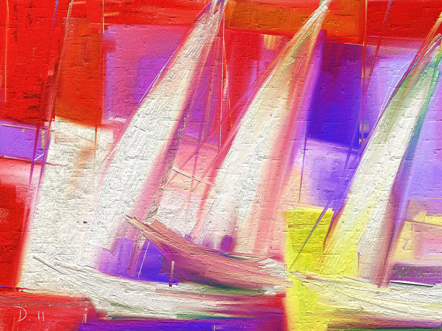 Boat Painting - Sails-DIGART by Alexis DIGART