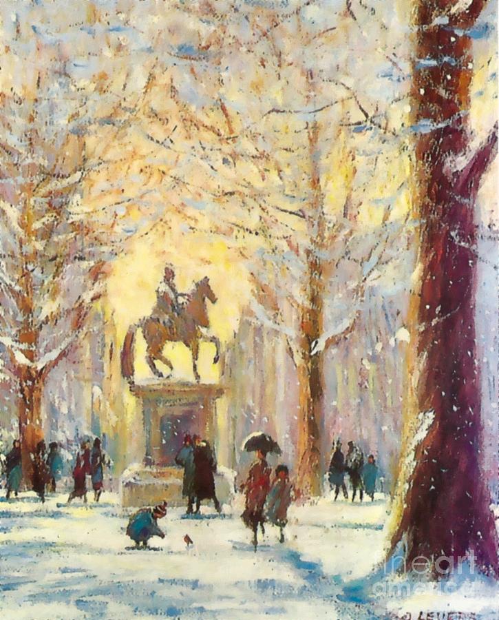 Christmas Mixed Media - Saint James Square London...a friendly robin by Jeanette Leuers