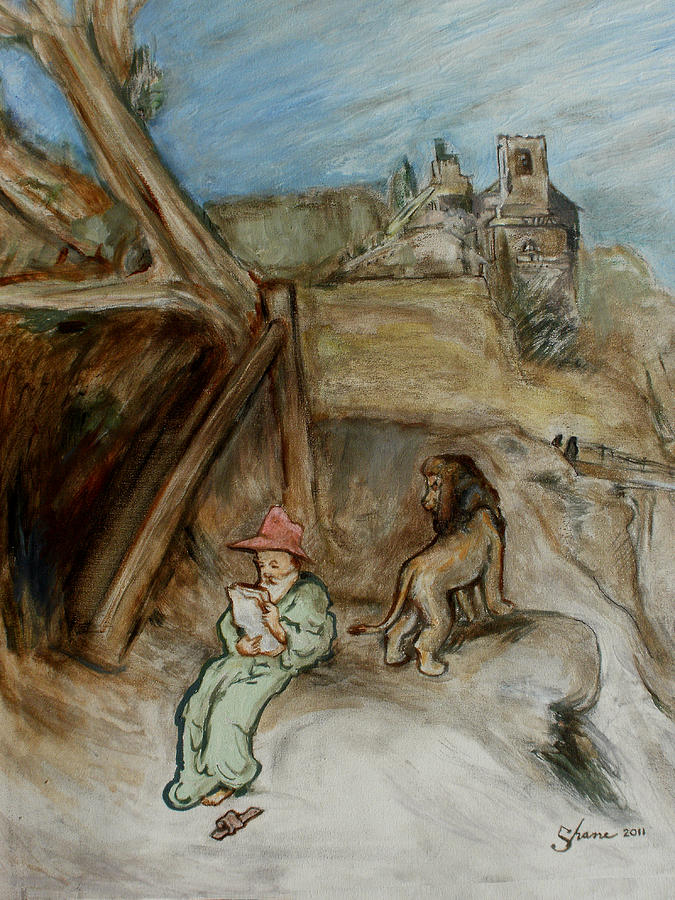 Saint Jerome With Lion In An Italian Setting Painting by Bruce Shane