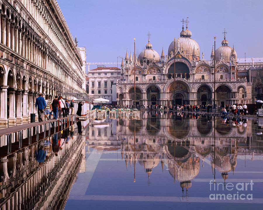 St Mark's Square Photograph - Saint Mark Square under water by Serge Fourletoff