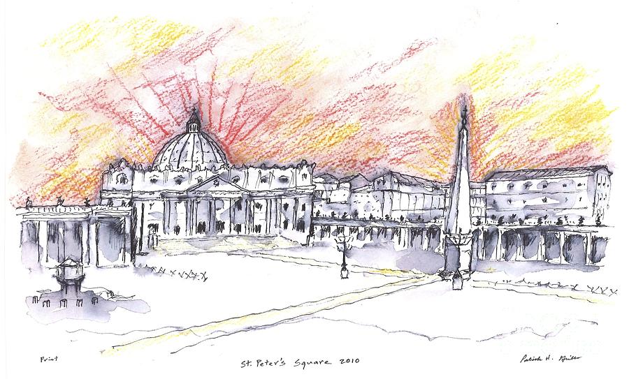 SAINT PETERS SQUARE Rome Drawing by Patrick Grills