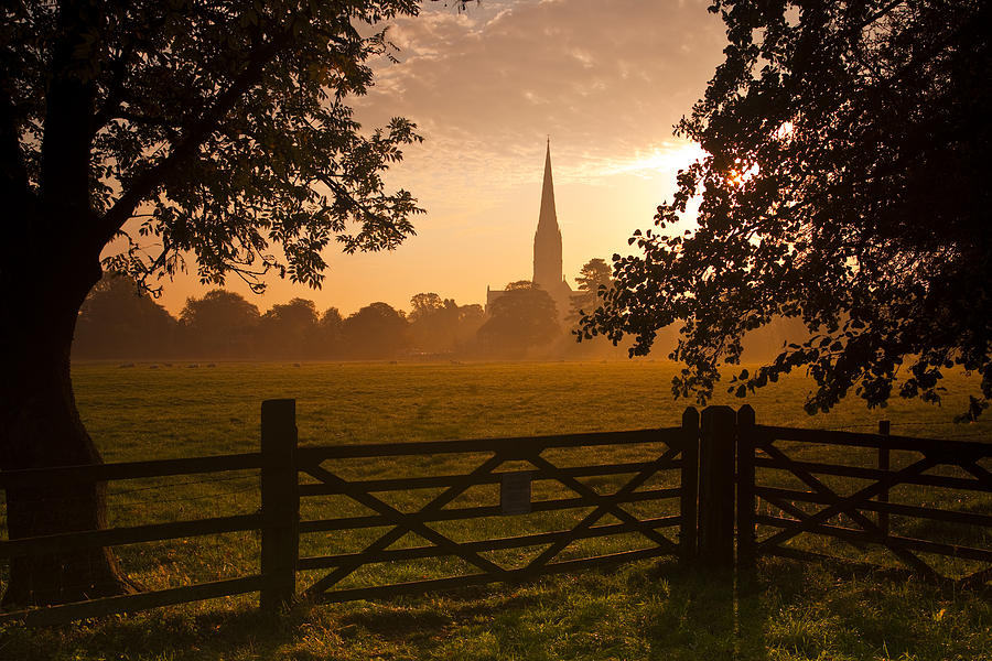 Salisbury Cathedral At Dawn Photograph by Julian Elliott Ethereal Light