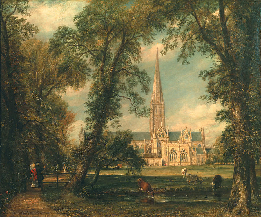 Architecture Painting - Salisbury Cathedral from the Bishops Grounds by John Constable