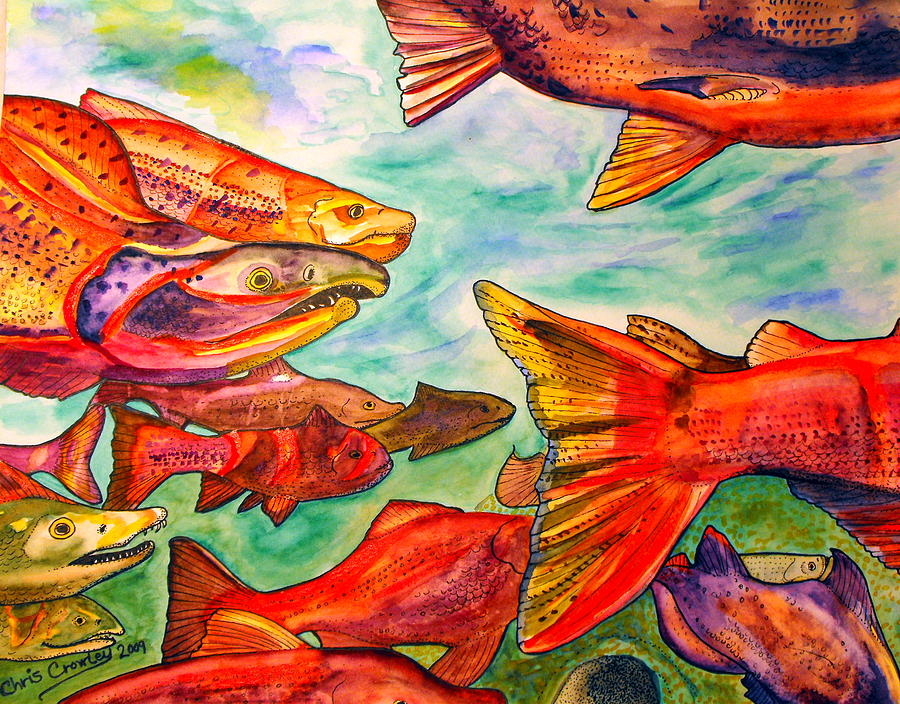 Salmon Painting - Salmon  by Chris Crowley