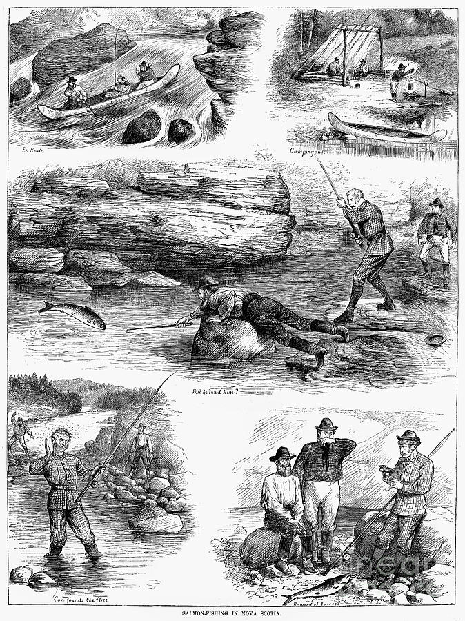 Salmon Fishing, 1887 Photograph by Granger