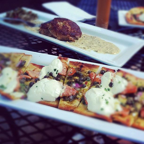 Salmon Flatbread Pizza & Crab Cakes Photograph by Ian Phillips