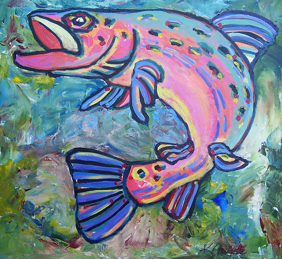 Salmon Painting by Krista Ouellette